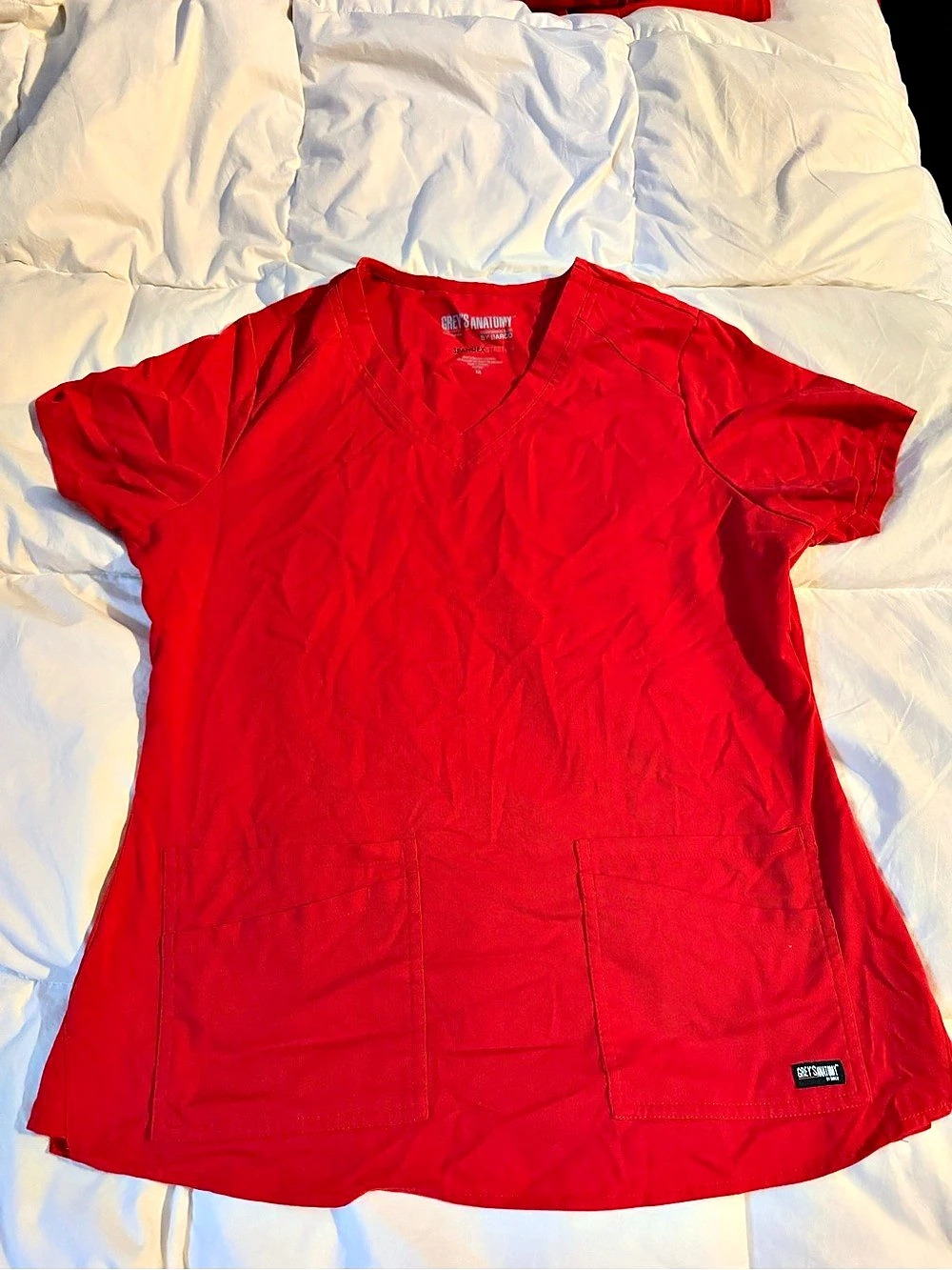Grey’s Anatomy Short Sleeve Scrub Top in Red Like New